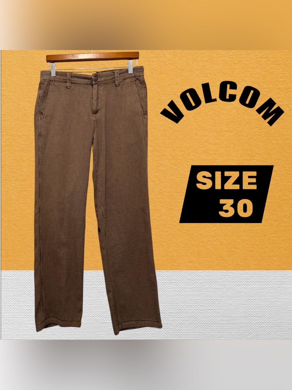 Volcom Men’s Pants Brown and Black Color Size 30.